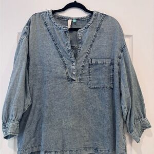 Casual Denim Button-Up Top
